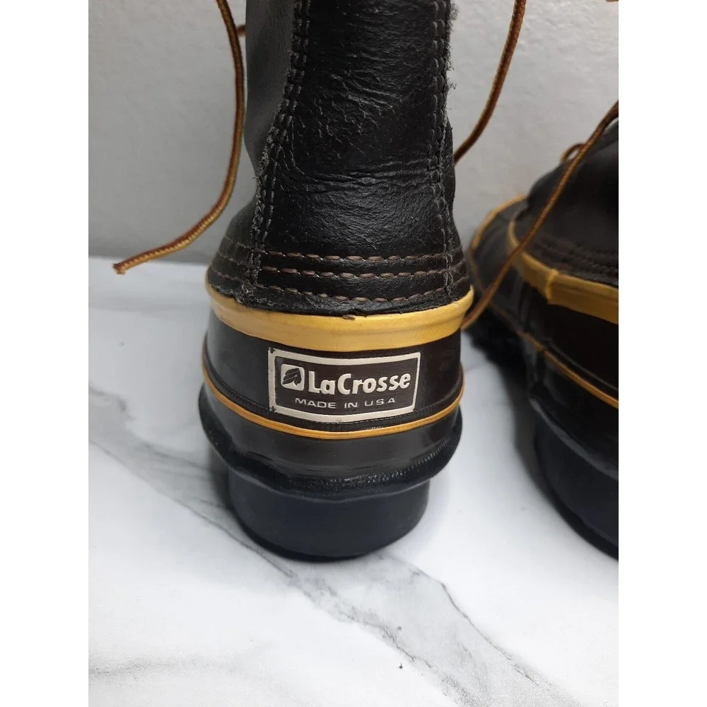 LACROSSE BROWN WATERPROOF INSULATED Steel Shank Boots SZ 6 Made in USA HUNTING